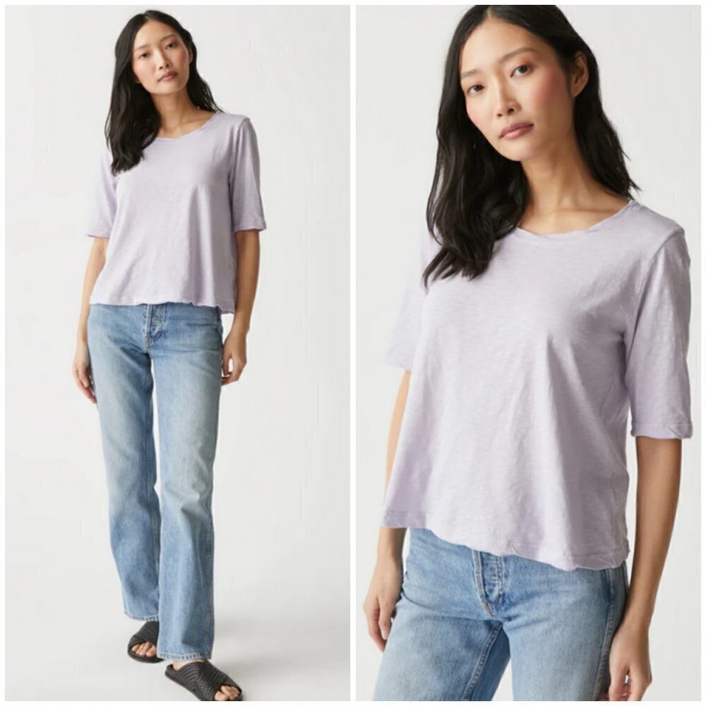 💕MICHAEL STARS💕 Dua 100% Supima Cotton Tee ~ Light Purple One Size NWOT